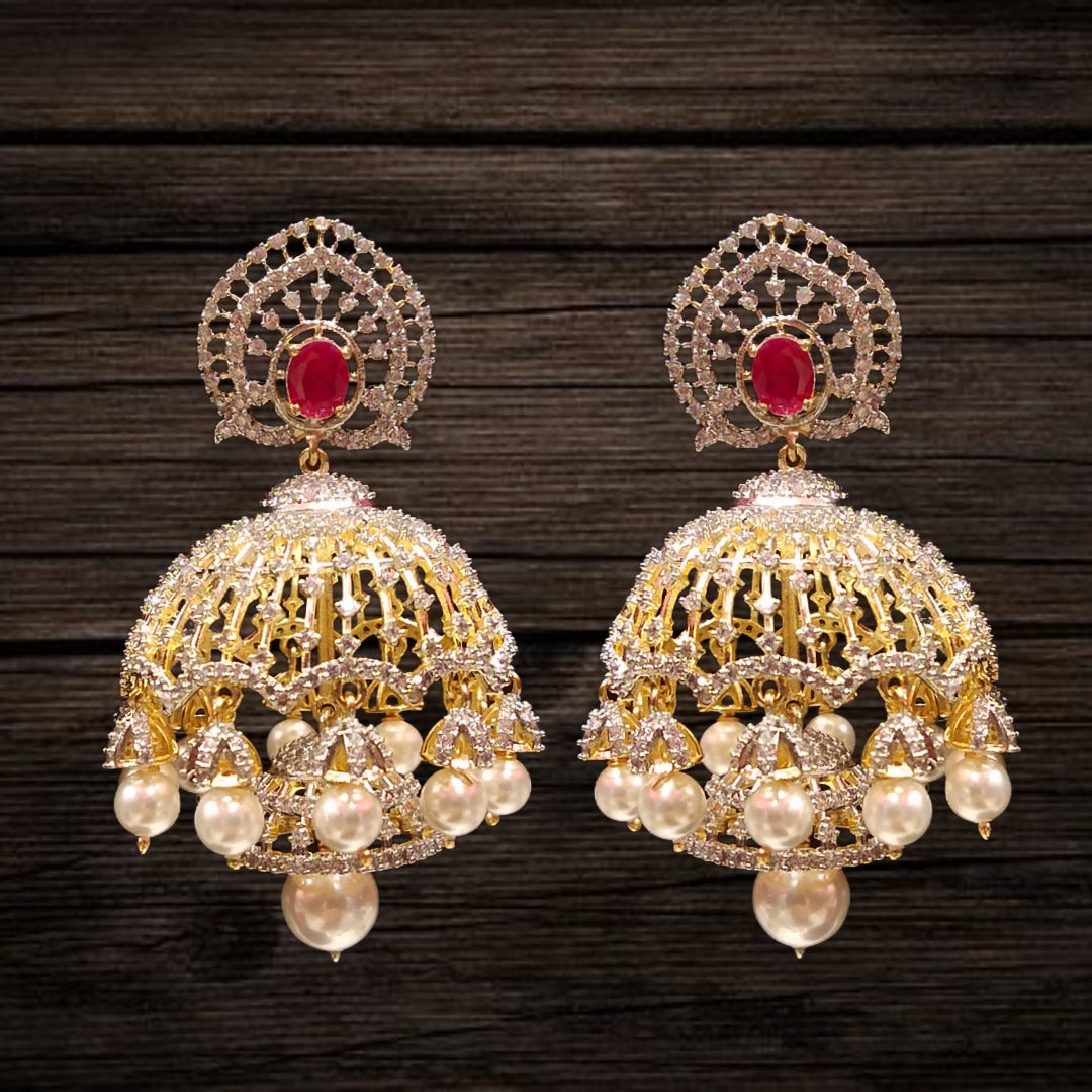 American Diamond Jhumka Earrings By Asp Fashion Jewellery