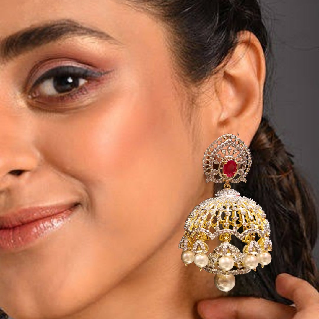 American Diamond Jhumka Earrings By Asp Fashion Jewellery