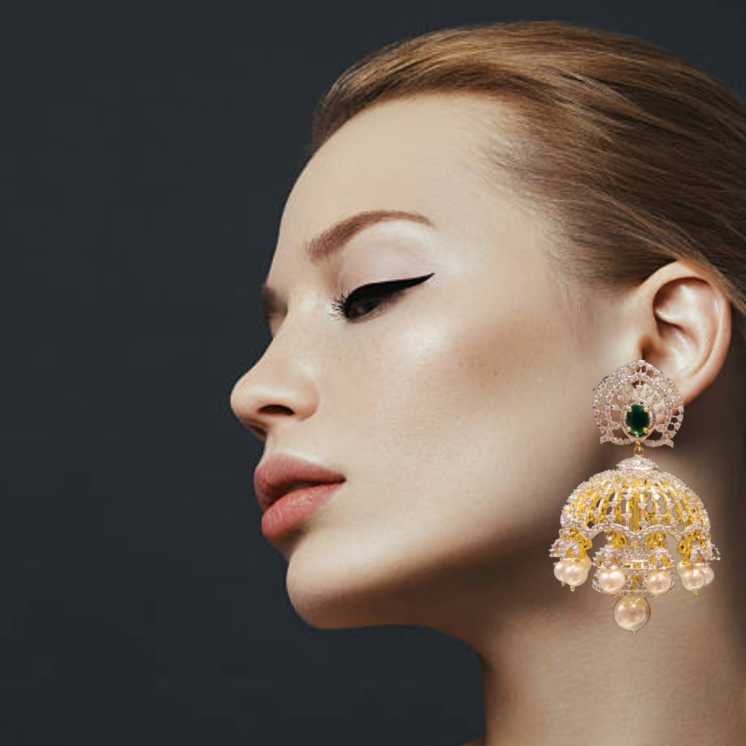 American Diamond Jhumka Earrings By Asp Fashion Jewellery