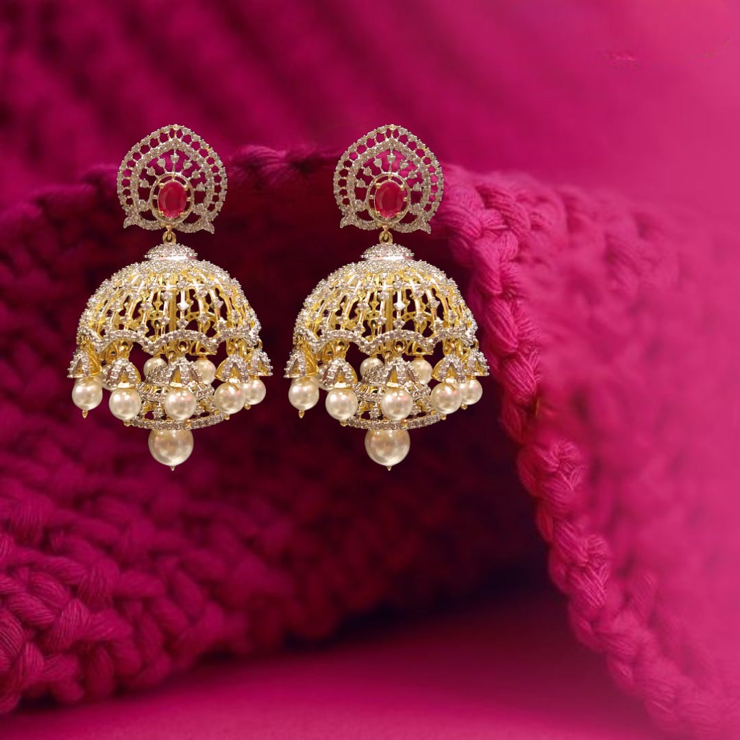 American Diamond Jhumka Earrings By Asp Fashion Jewellery