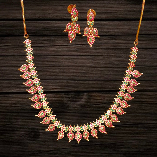 Ruby, Emerald Mango Necklace Set By Asp Fashion Jewellery
