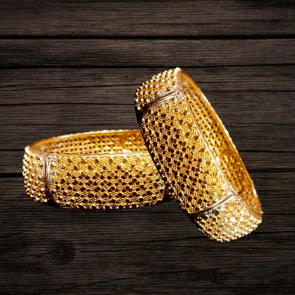 Premium Broad Gold Bangles 60g - One Gram Gold Plated | Asp Jewellery