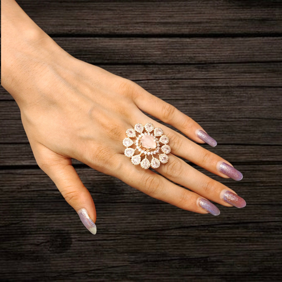 Pink American Diamond Ring By Asp Fashion Jewellery