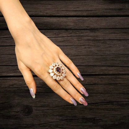 Purple American Diamond Ring By Asp Fashion Jewellery