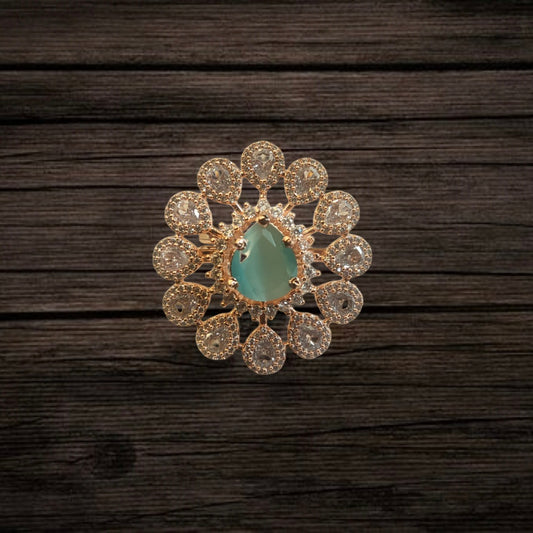 Turquoise American Diamond Ring By Asp Fashion Jewellery