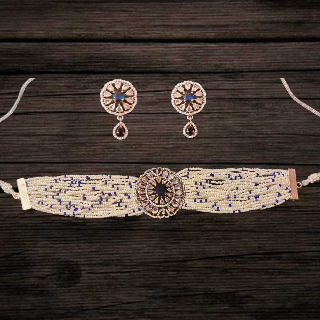 American Diamonds Beads Choker Set By Asp Fashion Jewellery