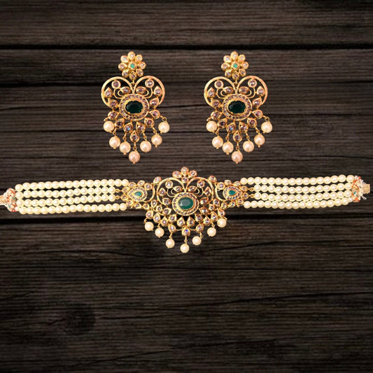 Uncut Diamond Pearls Choker Set By Asp Fashion Jewellery