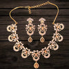 Gold Plated AD Necklace & Earring Set | Honey, Pink & Pastel Green