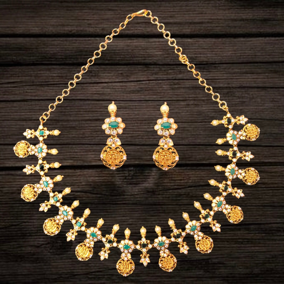 Gold Covering Set-Ram Parivar Necklace - Imitation Jewelry