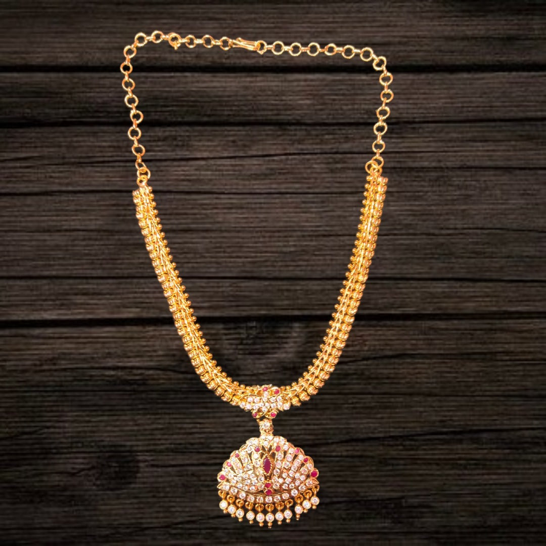 CZ Pathkam Necklace | Cubic Zirconia Temple Jewelry by Asp Fashion