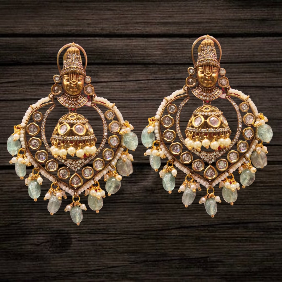 Traditional Hyderabadi Chandbali Earring With Black Crystals (SJ_499) –  Shining Jewel