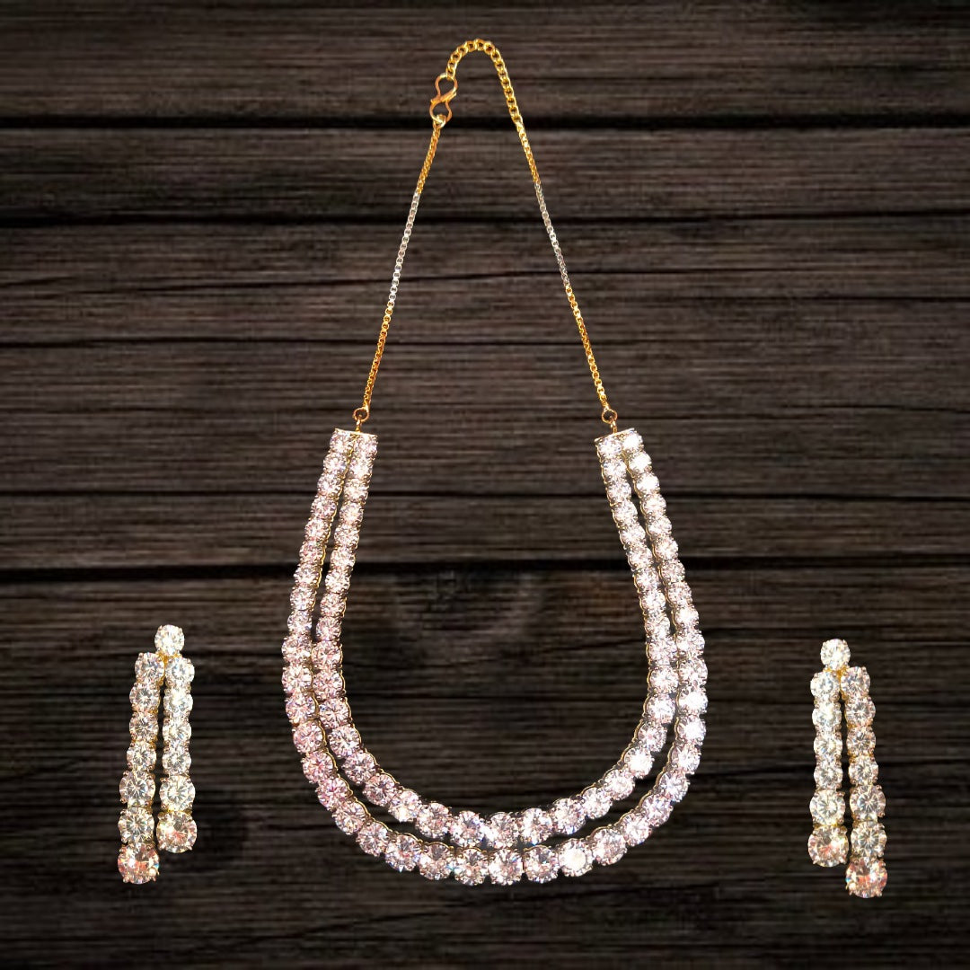 American Diamond Studded Necklace Set : JPM6697