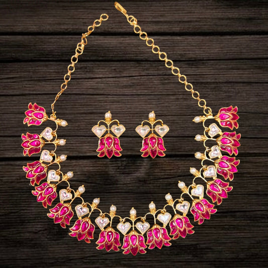 Kundan Lotus Necklace Set By Asp Fashion Jewellery