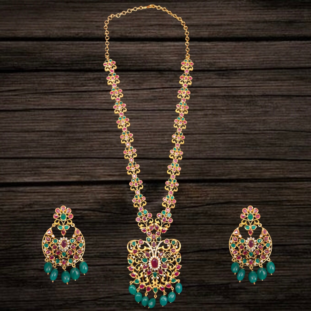 Uncut Diamond Long Necklace Set By Asp Fashion Jewellery