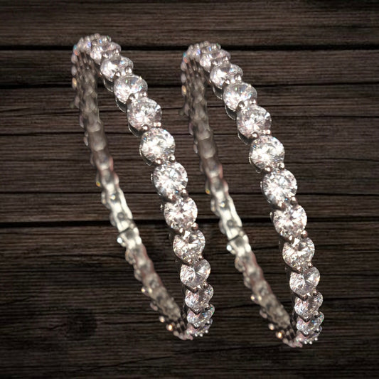 White Rhodium American Diamonds Bangles Set By Asp Fashion Jewellery