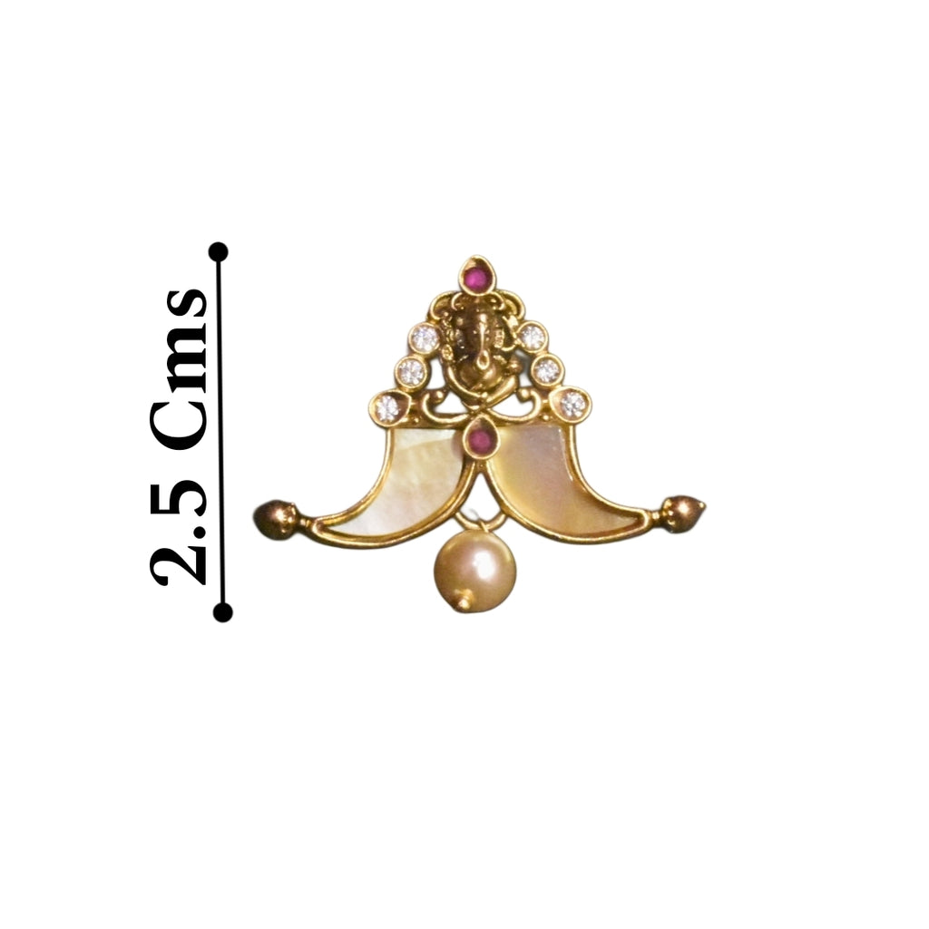 24K Gold Plated Puligoru Locket for Kids - Traditional Tiger Nail Pendant with Lord Ganesha