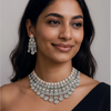 Pink Flower Beads Pearl Diamond Victorian Choker Set - Hyderabadi Bridal Jewelry
