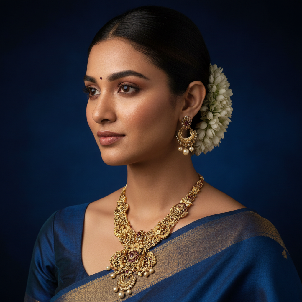 Polki Stone's Gold Finished Necklace With Screback Chandbali