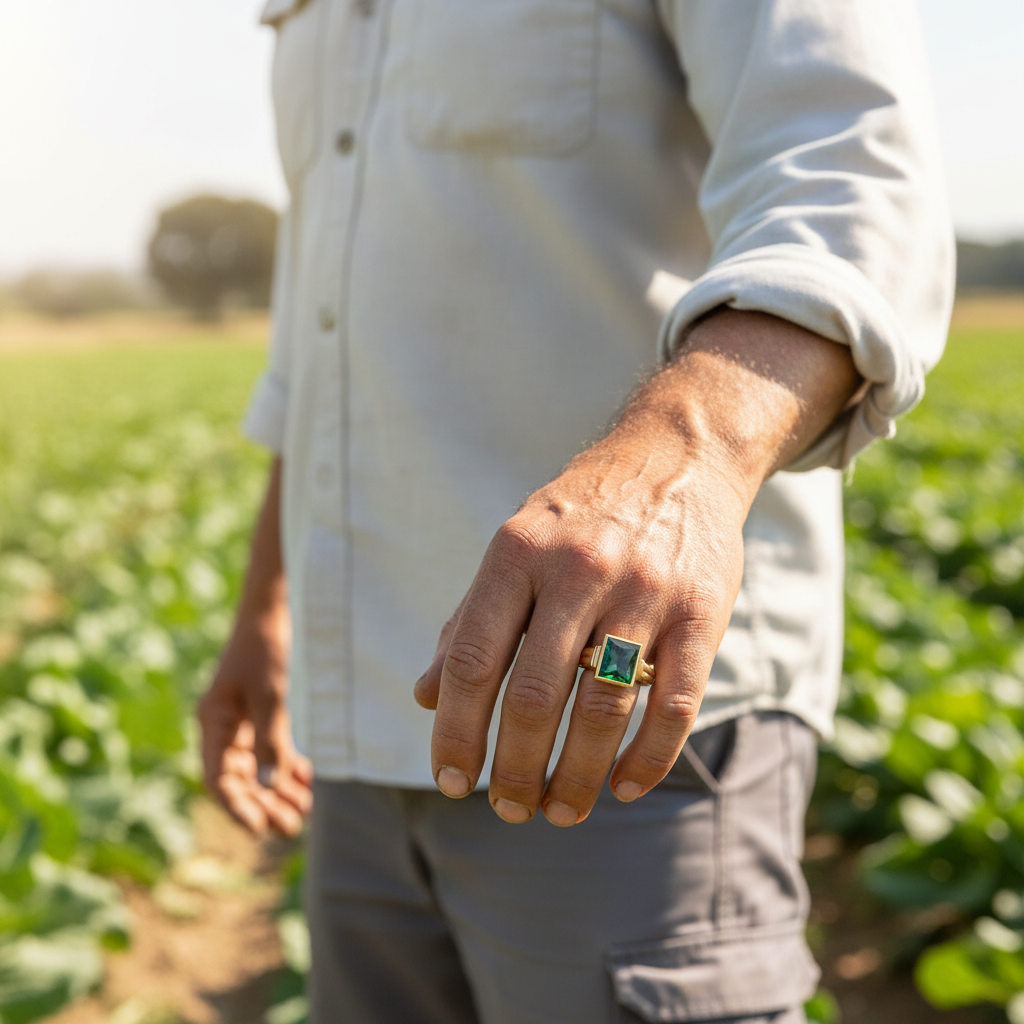 Premium Handmade Zircon 24K Gold Plated Ring for Men
