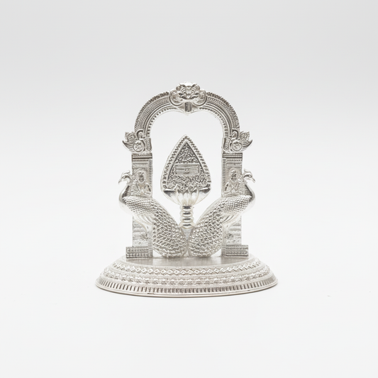 Pure Silver Murugan Vel with Peacock Idol 