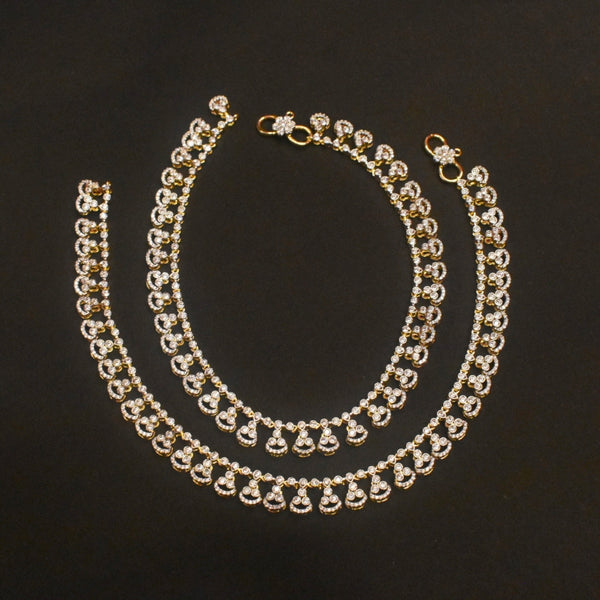 Rhodium-Gold Diamond Look Zircon Anklets