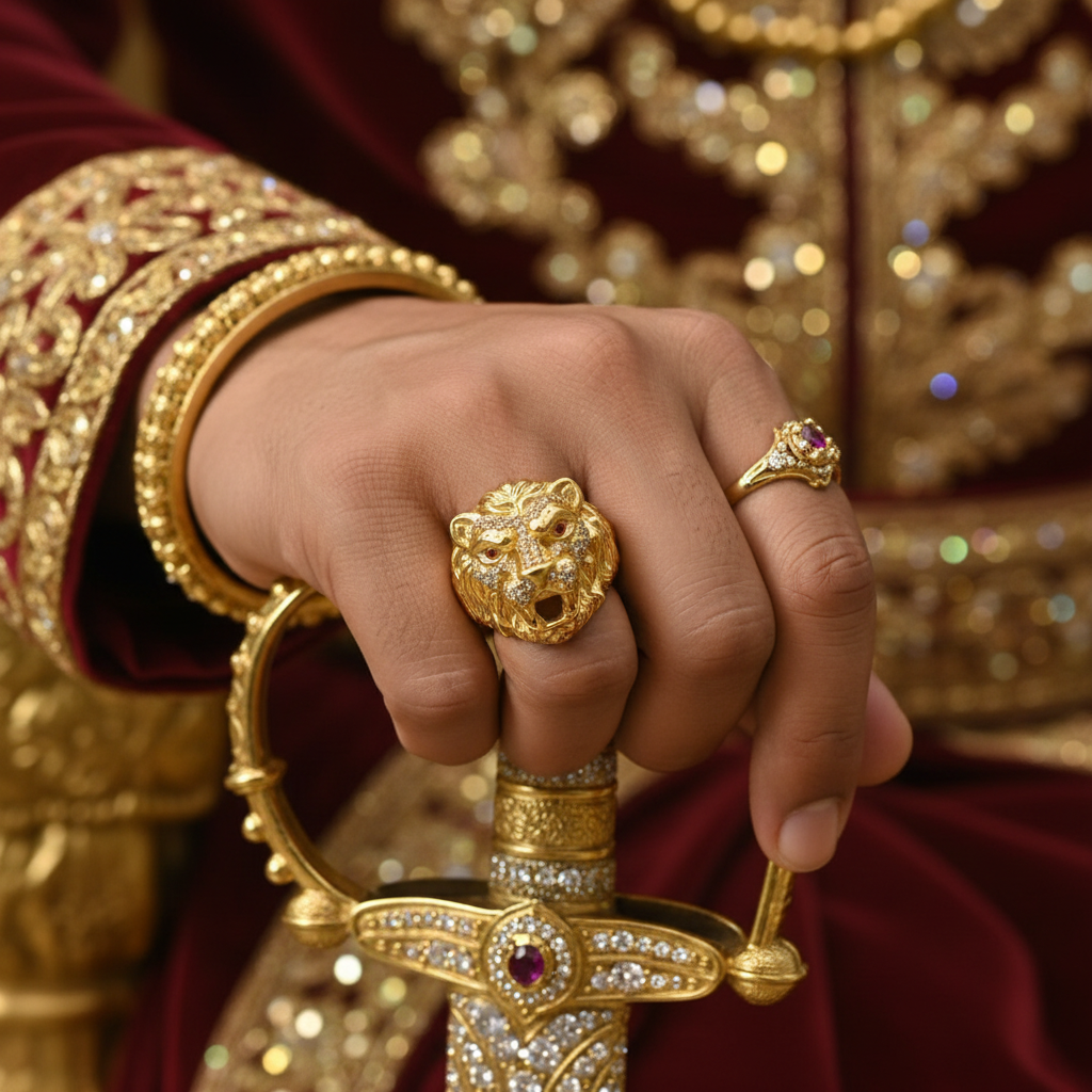 Roaring Lion Head Panchaloha Men's Ring - Handmade Premium Finishing