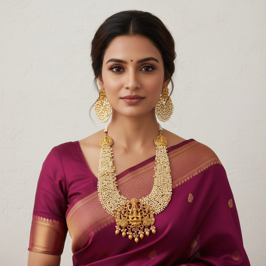 Royal Temple Guttapusalu Necklace Set 