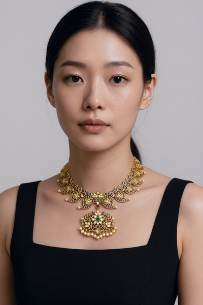 Ruby Mango Haram with Screw Back Earrings - Traditional Design