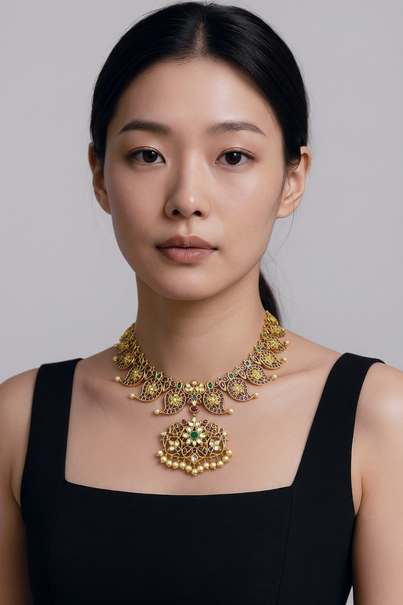 Ruby Mango Haram with Screw Back Earrings - Traditional Design