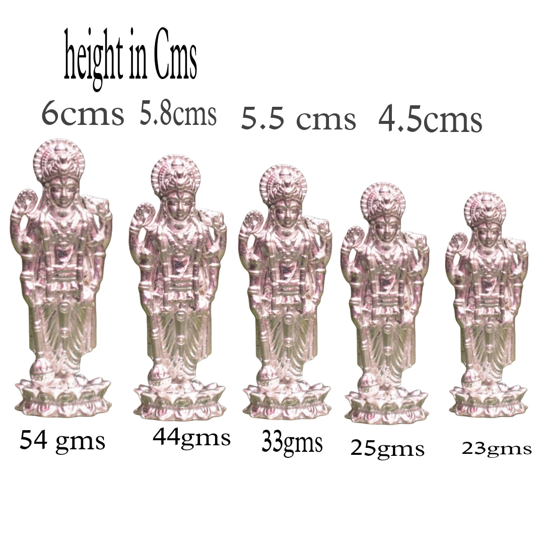 Pure Silver Lord Vishnu Idol - Handcrafted Hindu Deity Statue