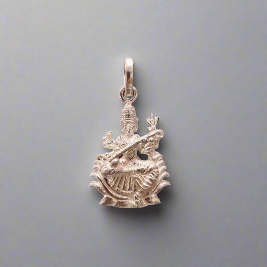 Saraswati Silver Pendant 