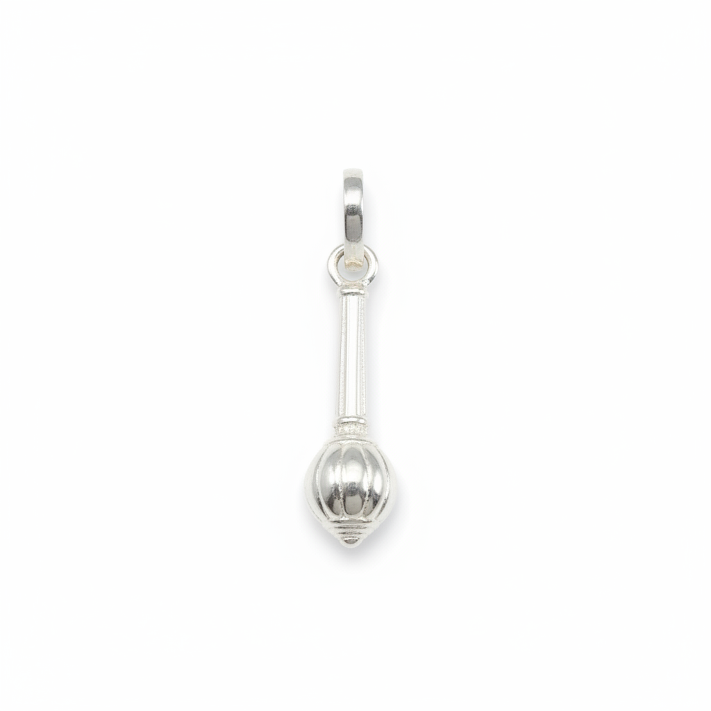 Silver Hanuman Gada Locket - White Background