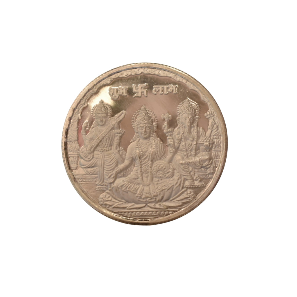 Silver Laxmi Ganesh Saraswati Coin with Sree - 10 Grams