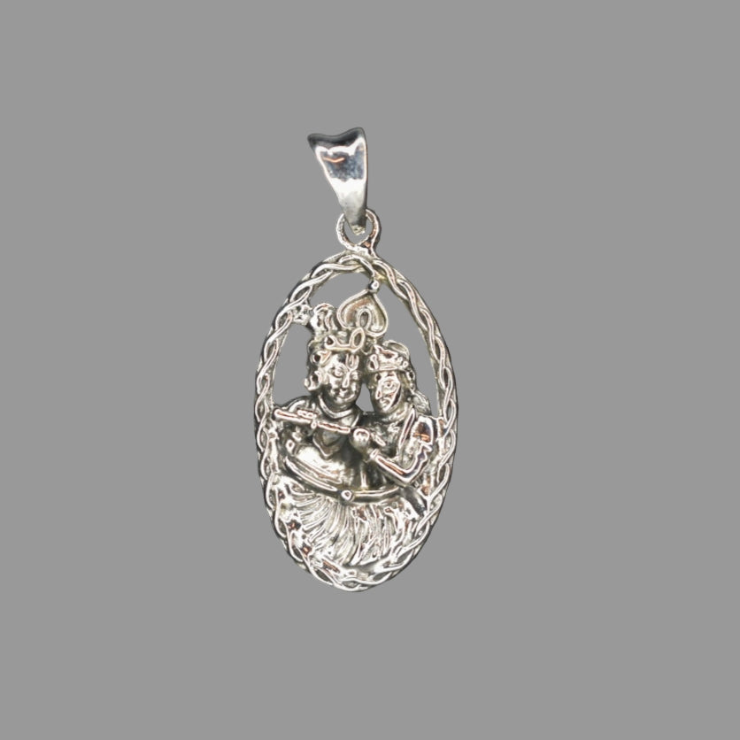 Silver Radha Krishna Pendant