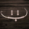 Silver Rhodium American Diamond Choker Set - Classic Wedding Necklace Collection