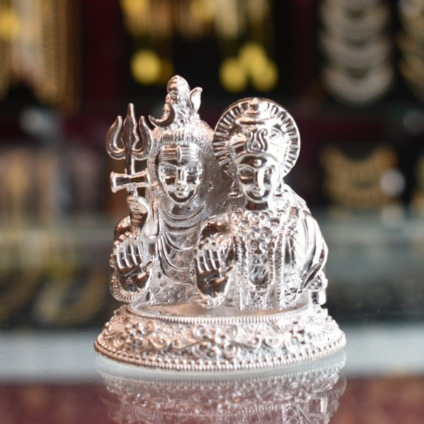 Silver Shiva Parvati Idol