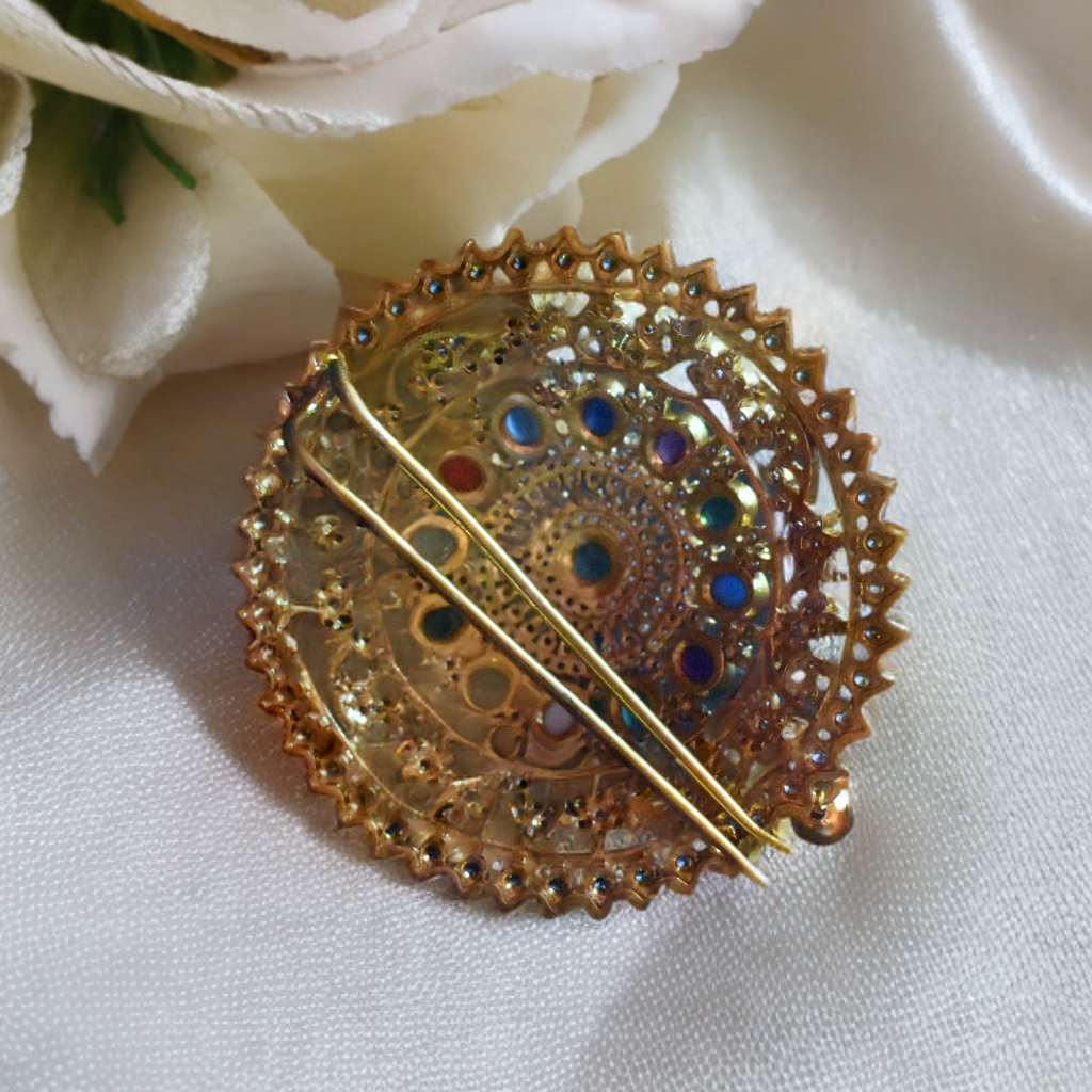 Antique Navratna Jada Billa - Nine Gemstone Hair Pin
