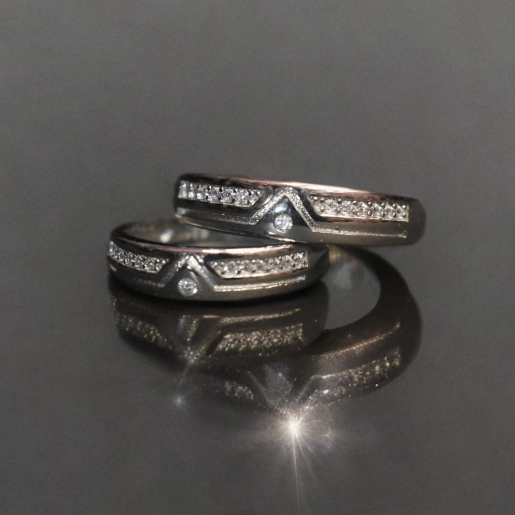 Exquisite 92.5 Sterling Silver Couple Rings - Premium Matching Set