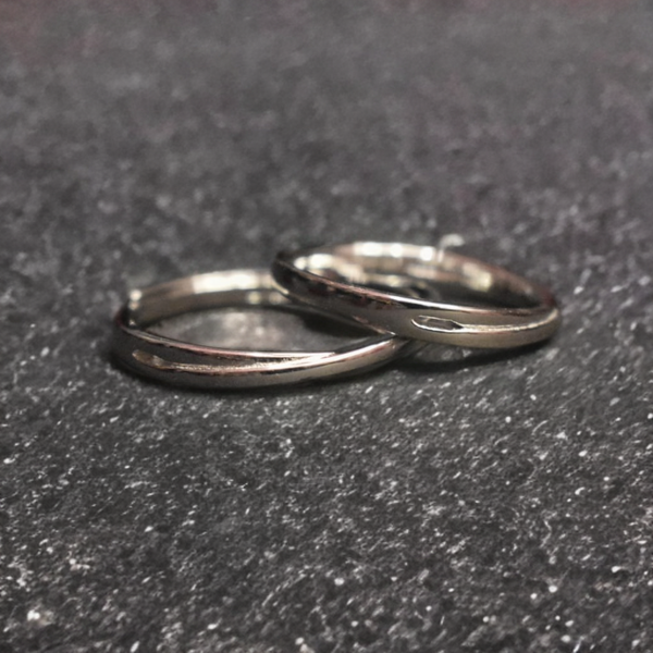 Adjustable Sterling Silver Couple Rings - Perfect Fit Matching Set