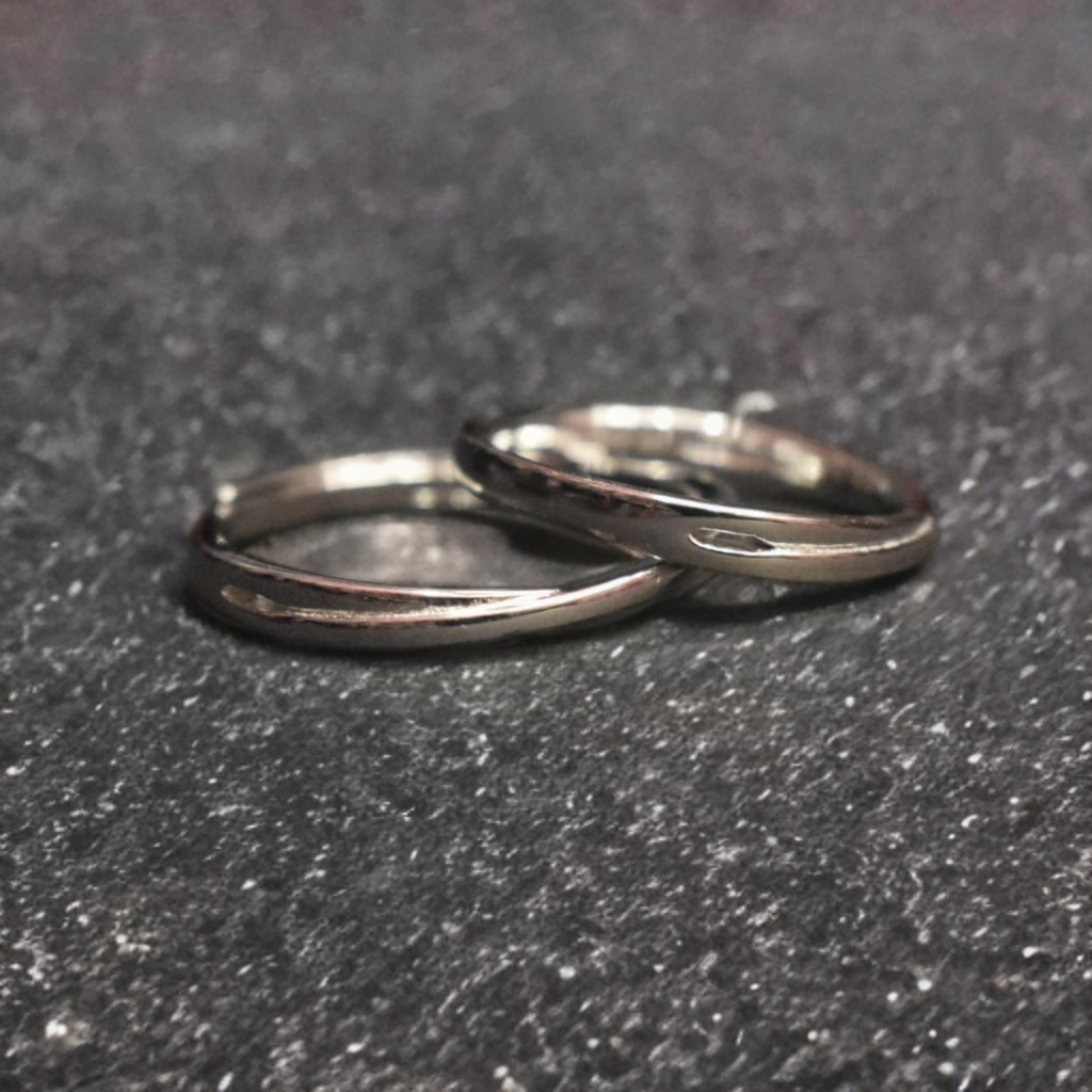 Adjustable Sterling Silver Couple Rings - Perfect Fit Matching Set