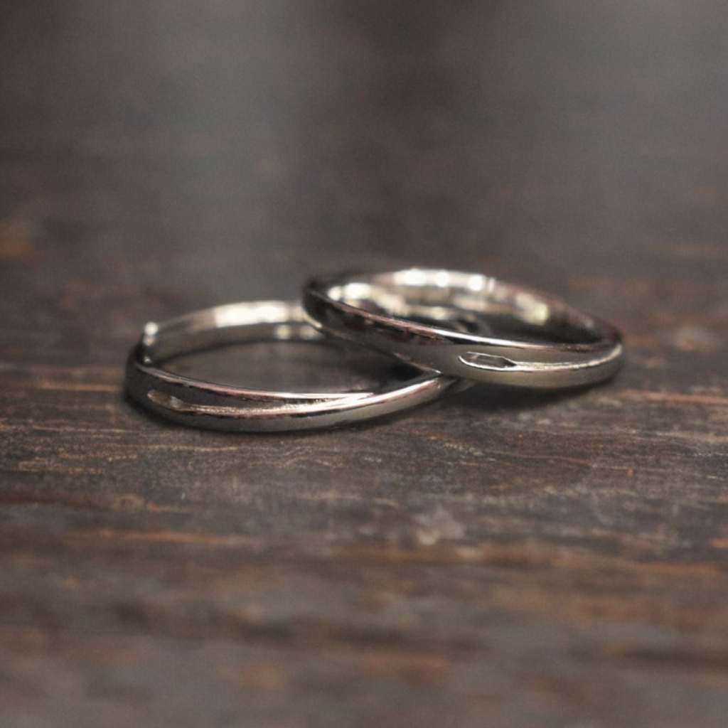 Adjustable Sterling Silver Couple Rings - Perfect Fit Matching Set
