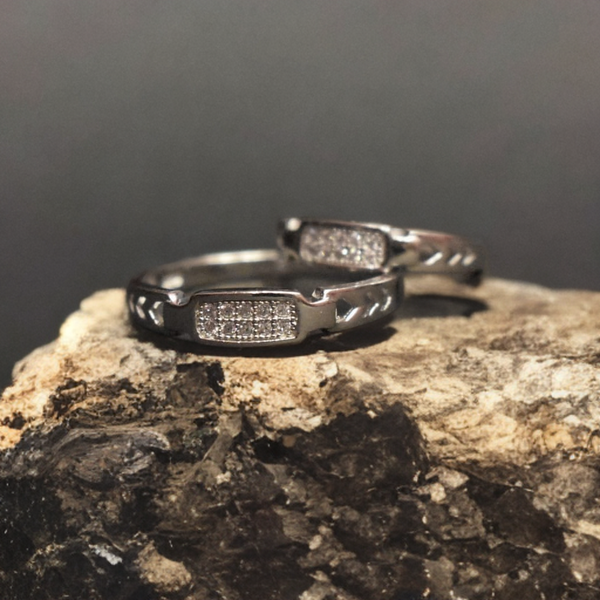 Elegant Sterling Silver Couple Rings - His and Hers Matching Set