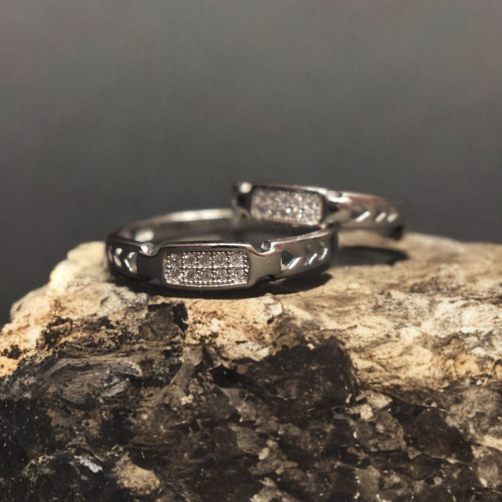 Elegant Sterling Silver Couple Rings - His and Hers Matching Set
