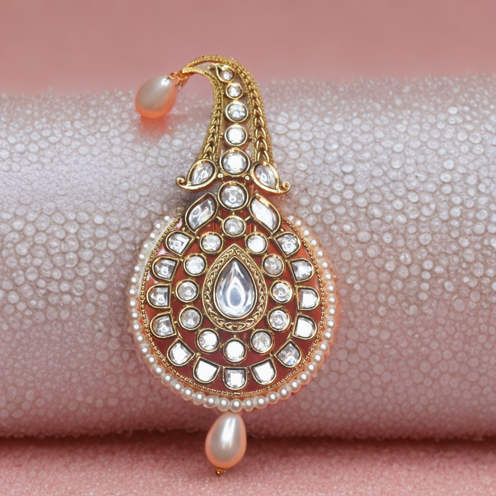 Stunning Asp Mayur Peacock Kundan Kalangi for Groom - 24K Gold Plated Wedding Accessory