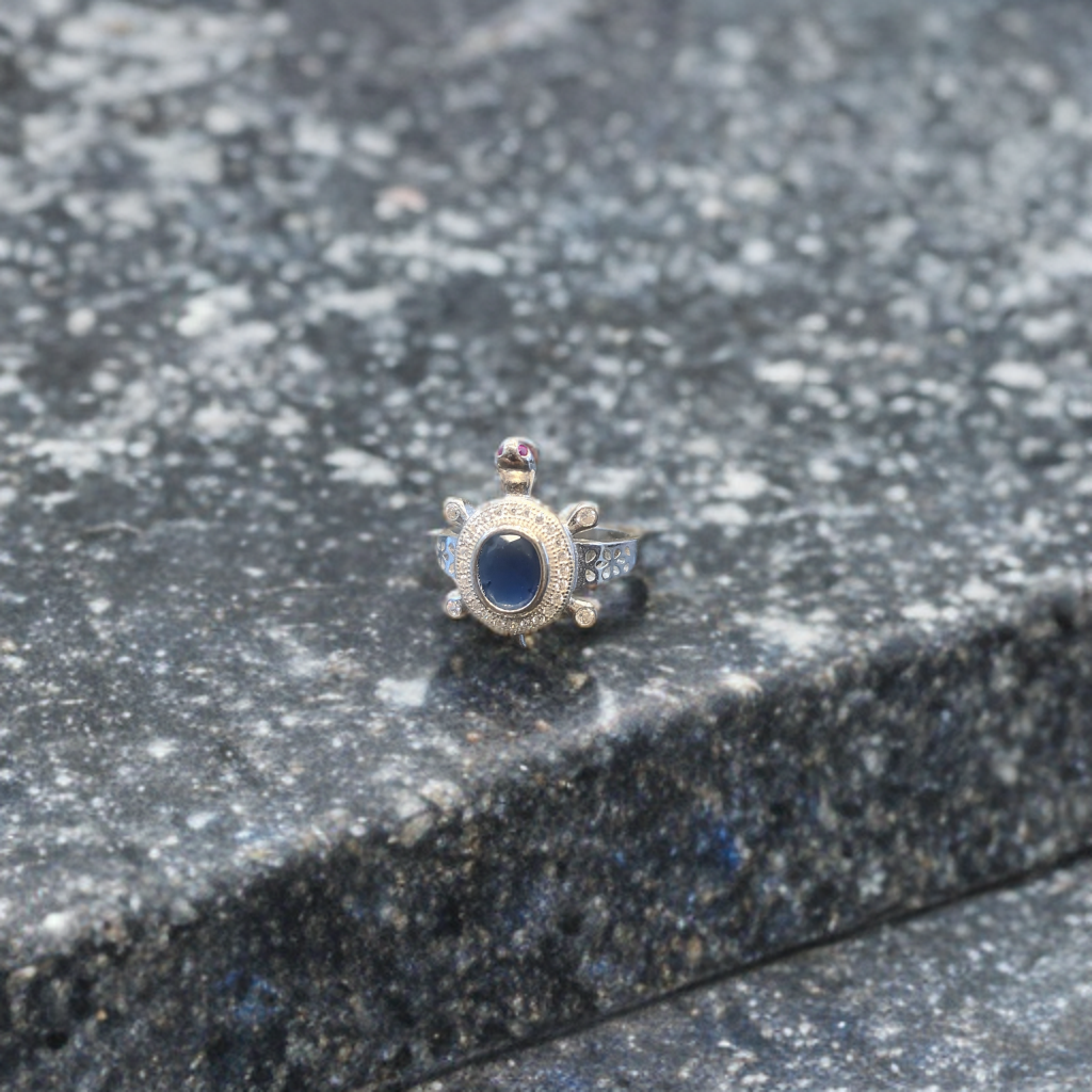 92.5 Sterling Silver Tortoise Ring for Men - Symbol of Wisdom & Prosperity