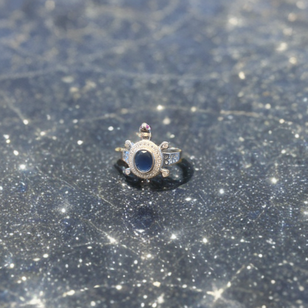 92.5 Sterling Silver Tortoise Ring for Men - Symbol of Wisdom & Prosperity