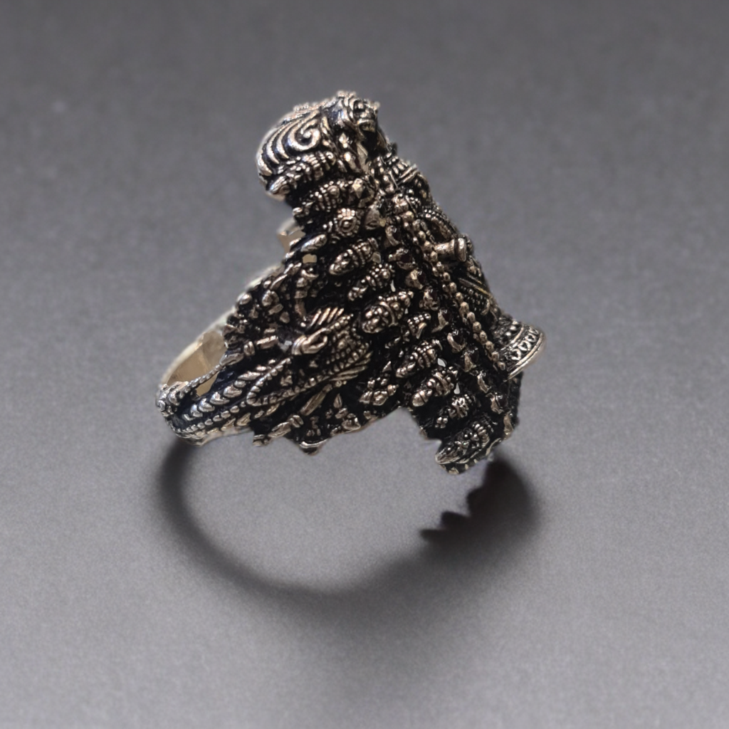 Asp Handcrafted Pure Silver Lord Balaji Ring With Vishnu Vishwaroop for Men
