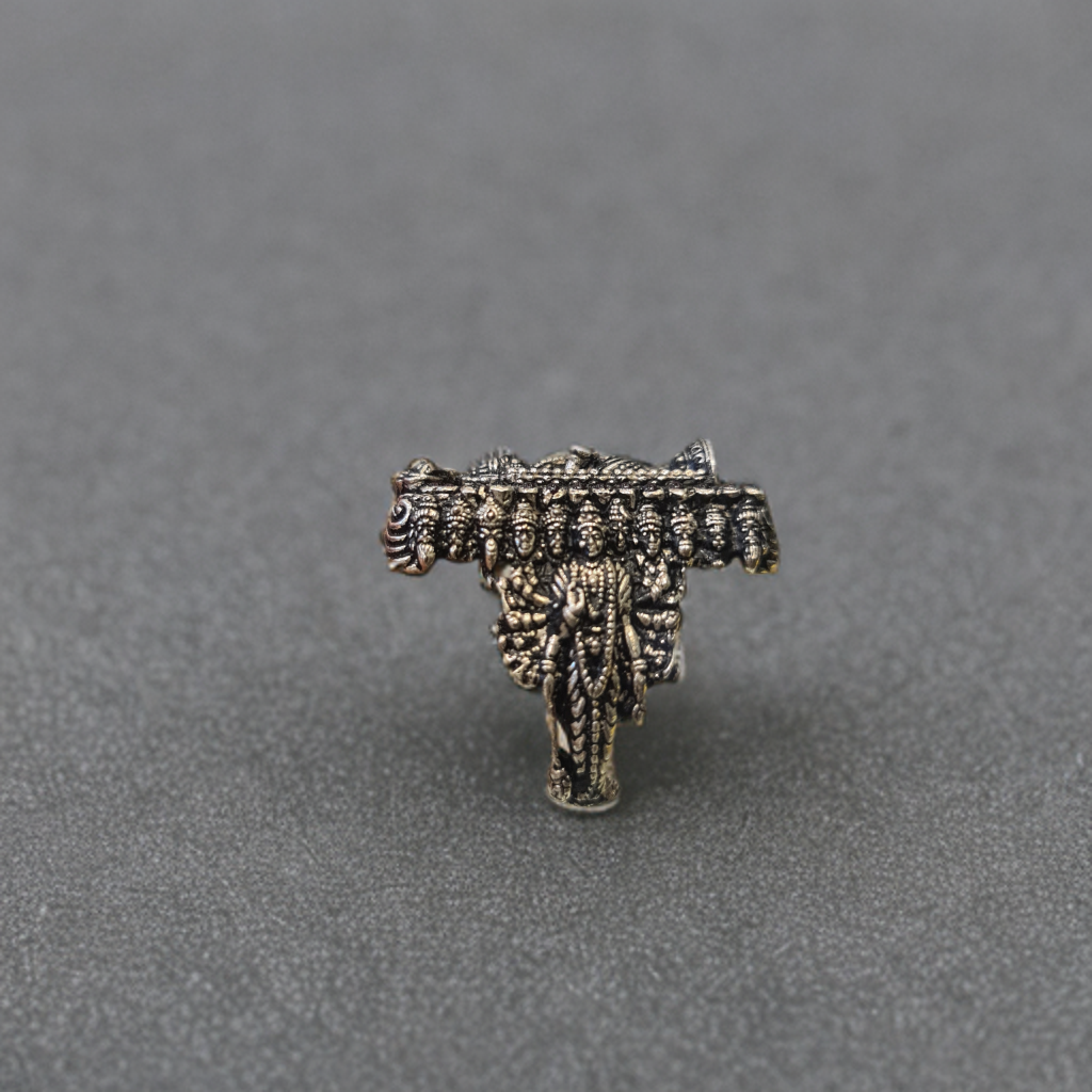Asp Handcrafted Pure Silver Lord Balaji Ring With Vishnu Vishwaroop for Men