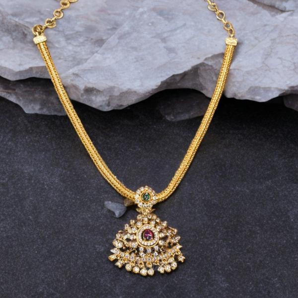 Stunning 24K Gold Plated Zircon Naan Pathkam Necklace
