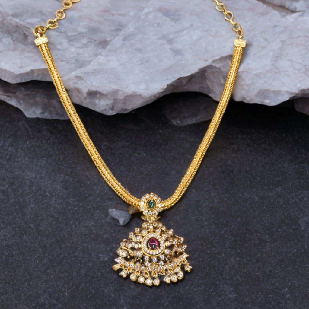 Stunning 24K Gold Plated Zircon Naan Pathkam Necklace